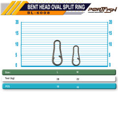 Portfish BL-6008 Bent Head Oval Split Ring