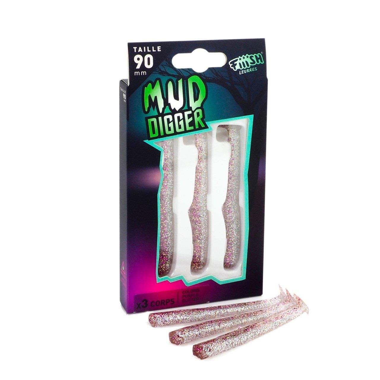 Fiiish Mud Digger MD1144 3X Gövde Purple Glitter Silikon Yem
