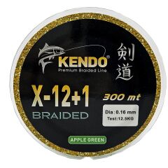 Kendo X-12+1 Braided 300m Apple Green Örgü İp