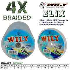 Wily Elix 4 Kat İp Misina Yeşil 100 Mt Devamlı 10 Adetli