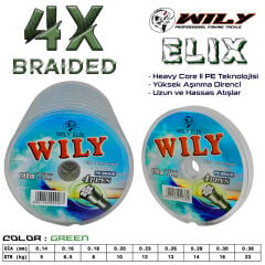 Wily Elix 4 Kat İp Misina Yeşil 100 Mt Devamlı 10 Adetli
