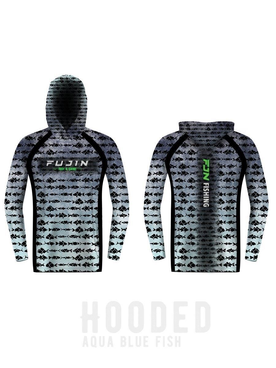 Fujin Performance Hooded Kapüşonlu T-Shirt Aqua Blue Fish