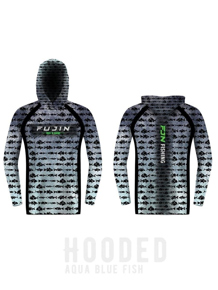 Fujin Performance Hooded Kapüşonlu T-Shirt Aqua Blue Fish
