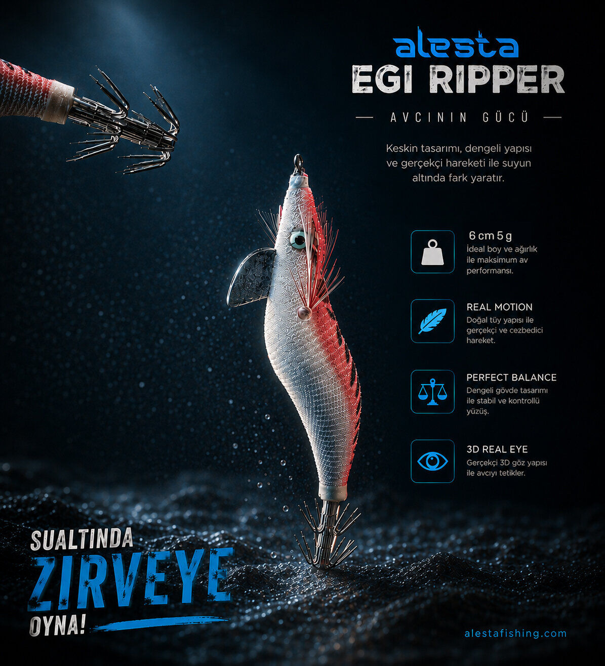 EGI RIPPER #1.5 X6750 6CM 5G KIRMIZI