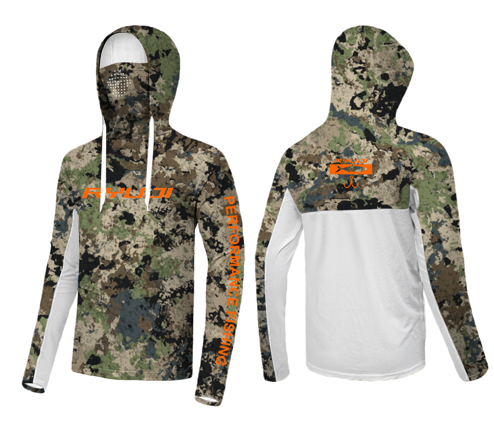 RYUJI UV PERFORMANCE HOODIE SHIRT+NECK, CAMO