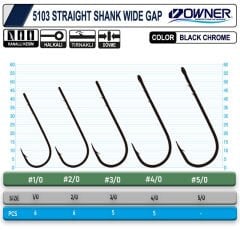 Owner 5103  Straight Shank Wide Gap Uzun Pala Lüfer İğnesi