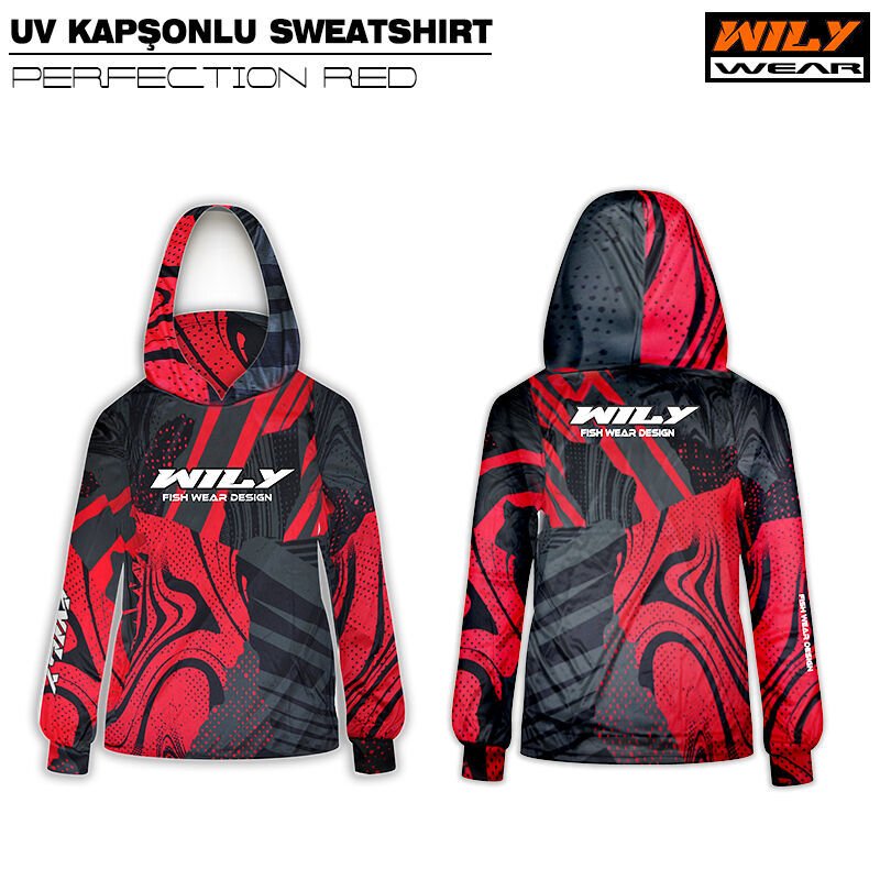 Wily Wear UV Kapşonlu Sweatshirt Perfection Red
