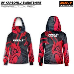 Wily Wear UV Kapşonlu Sweatshirt Perfection Red