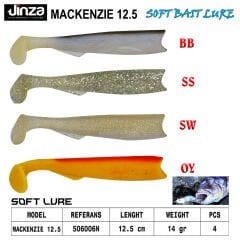 Jinza Hawk Mackenzie 125 mm 14 gr Silikon Balık 4 Adet