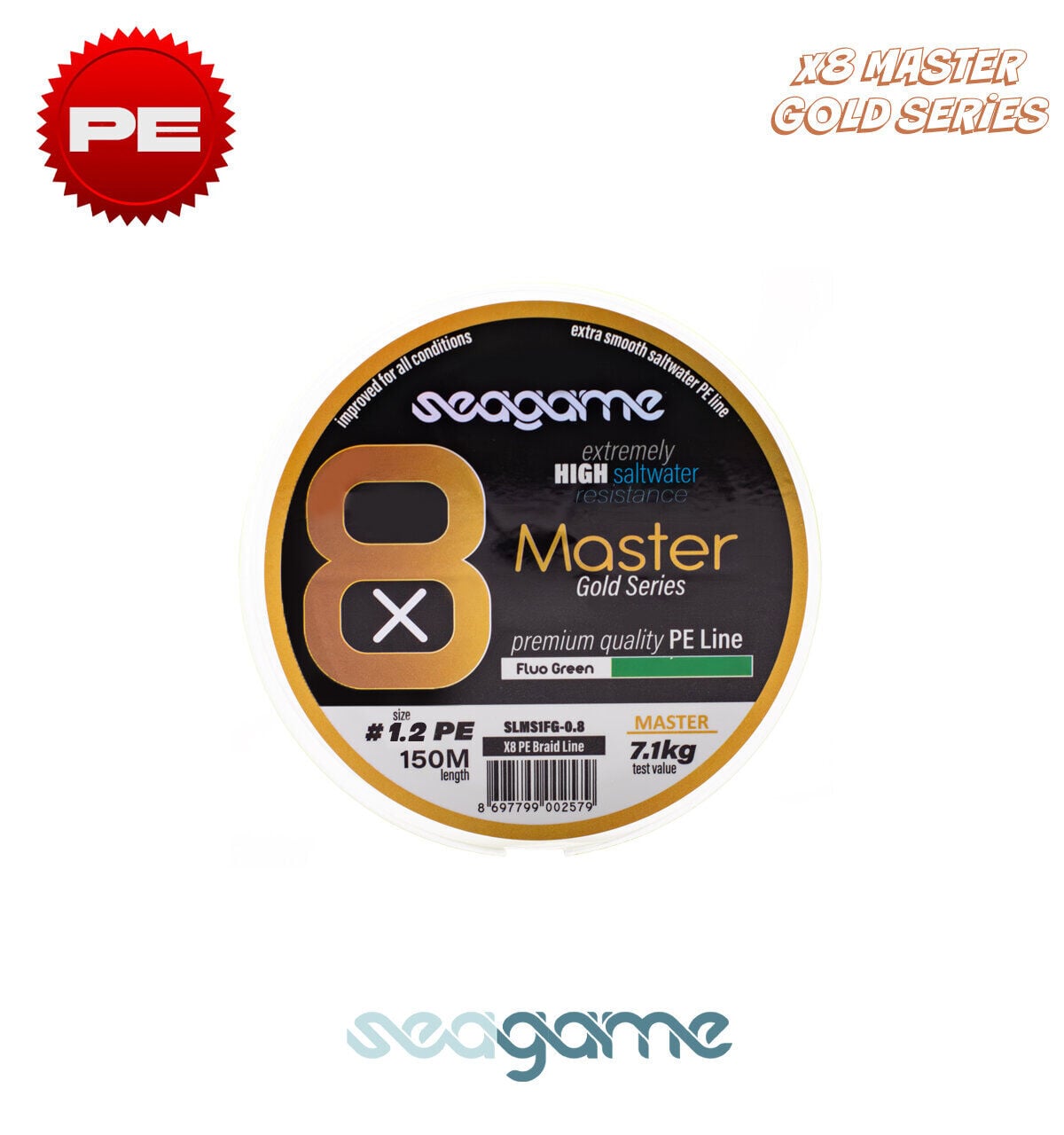 SEAGAME MASTER X8 PE 150M #0.18 FLUO GREEN