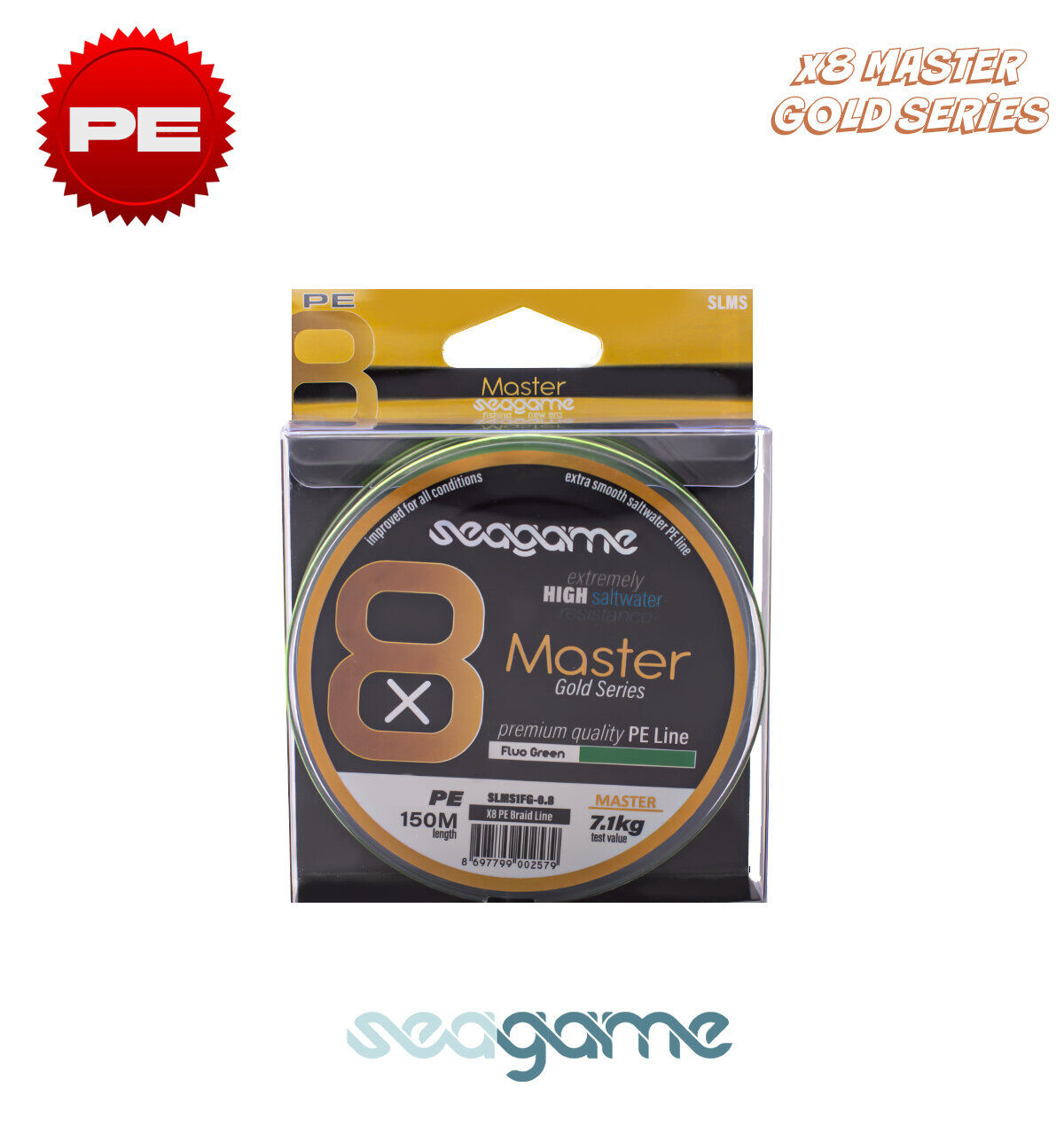 SEAGAME MASTER X8 PE 150M #0.20 FLUO GREEN