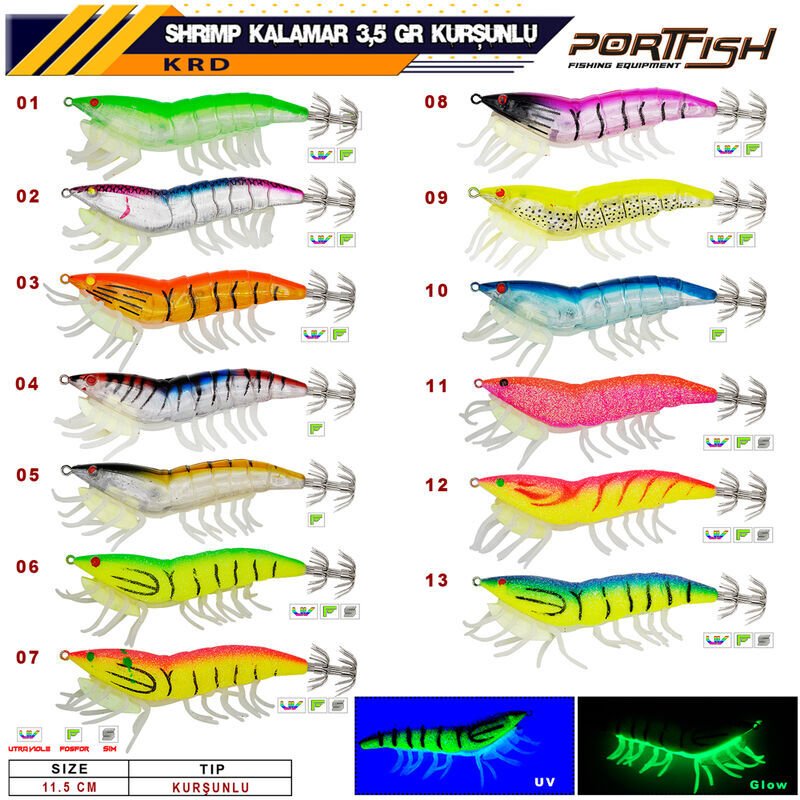 Portfish Shrimp Kalamar Zokası 3,5 gr  Kurşunlu 11,5 cm
