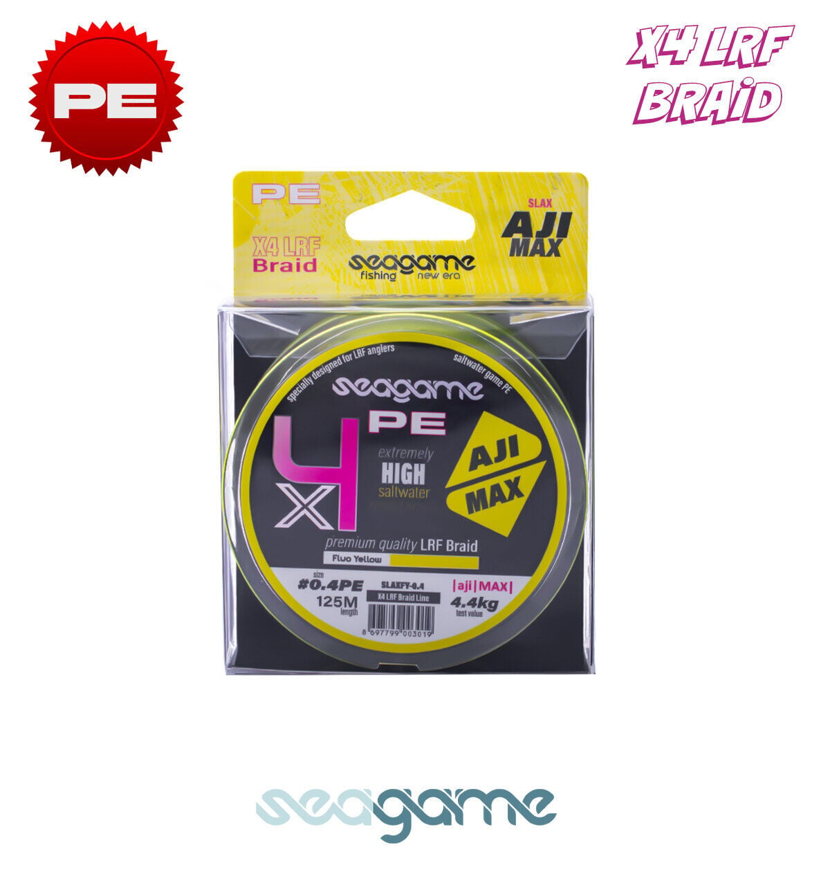 SEAGAME AJI MAX X4 PE 125M #0.4 FLUO YELLOW