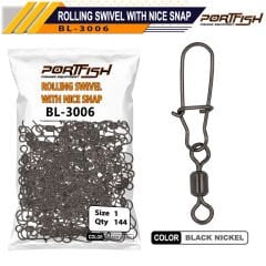 Portfish BL-3006 Bilyalı Kilitli Klips 144 Adetli