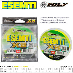 Wily Esemti 8 Kat İp Misina 300 mt Sarı
