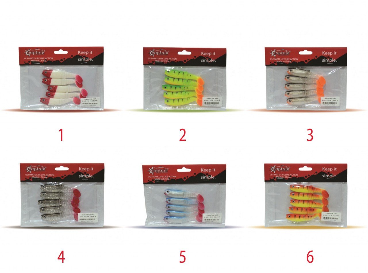 Captain 3569 Style Soft 8cm Levrek Silikonu 5'li Paket Suni Yem