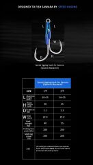 Ecooda Cyan Blue Speed Jigging Hooks Sawara