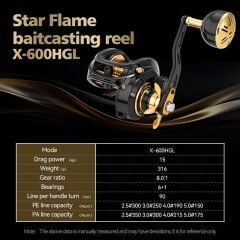 Ecooda Star Flame 600HGL Bait Cast Olta Makinesi