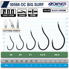 Owner 50566 Cut Big Surf Gun Black İğne